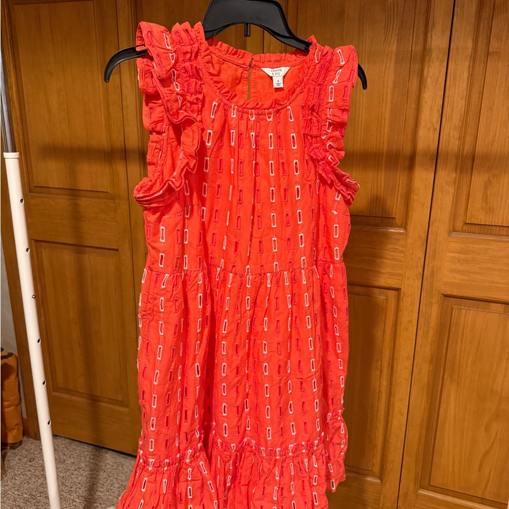 crown & ivy Coral Ruffle Sleeve Sundress